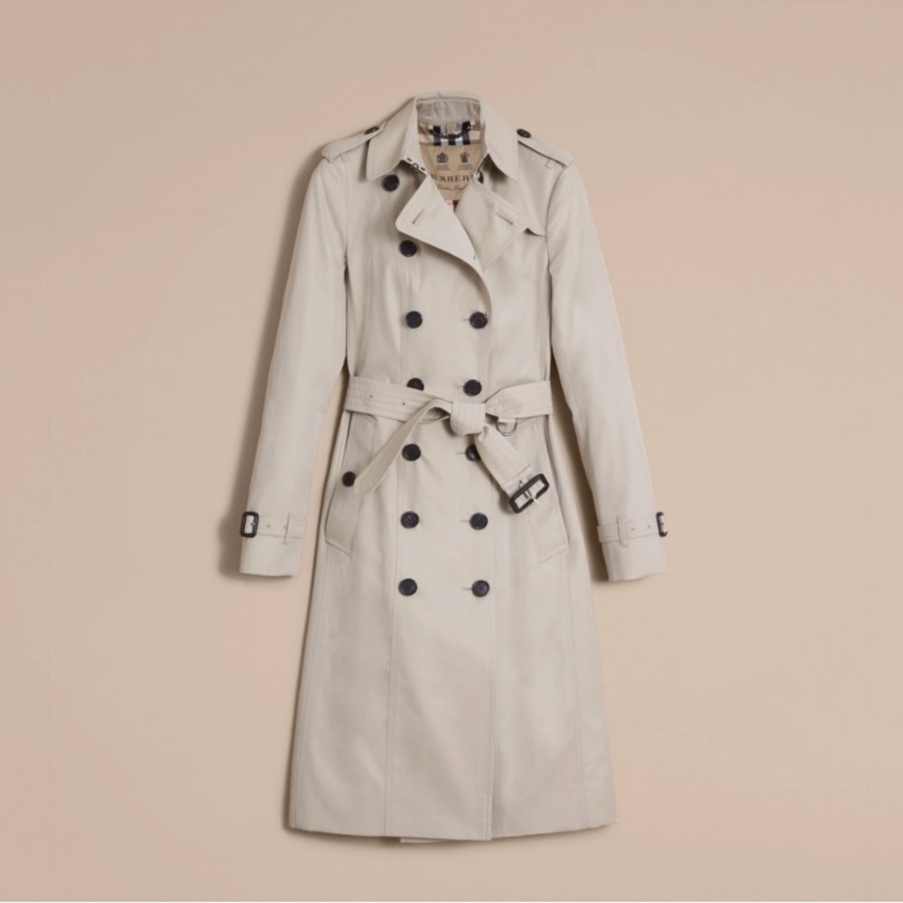 BURBERRY The Sandringham Long Trench Coat in Stone Size 6